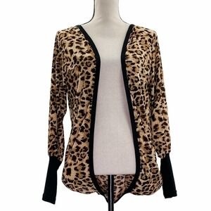 LEOPARD Print Balloon Sleeve Open Front Cardigan
